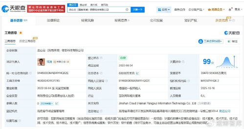 金山云旗下海南洋浦信息科技公司完成增資，注冊資本躍升至6億美元，增幅達20%，專注信息系統(tǒng)集成服務